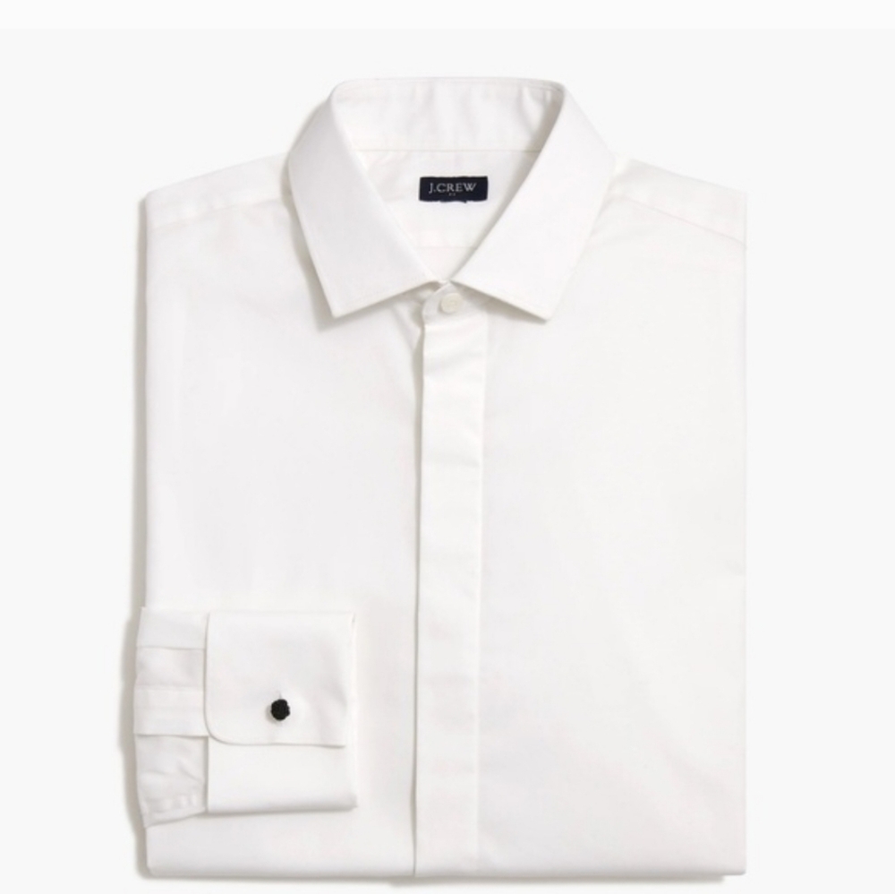 J.Crew Thompson Tuxedo Dress Shirt  15.5  35 White Long Sleeve Lightweight